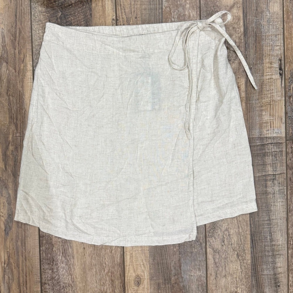 PIECES Birch Melange Linen Blend Wrap Mini Skirt NWT 17151891 Mens M